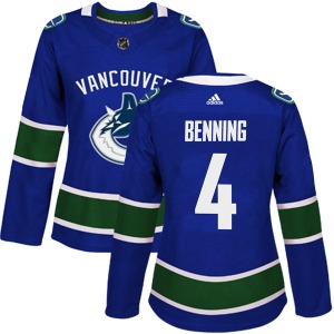 Women's Jim Benning Vancouver Canucks Adidas Authentic Blue Home Jersey