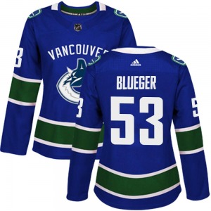 Women's Teddy Blueger Vancouver Canucks Adidas Authentic Blue Home Jersey