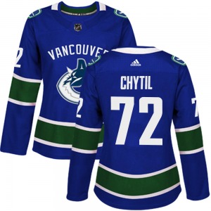 Women's Filip Chytil Vancouver Canucks Adidas Authentic Blue Home Jersey