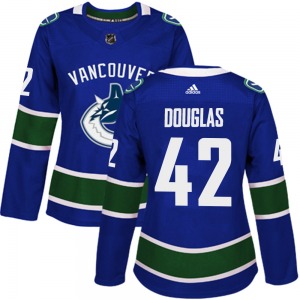 Women's Curtis Douglas Vancouver Canucks Adidas Authentic Blue Home Jersey