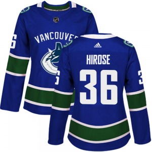 Women's Akito Hirose Vancouver Canucks Adidas Authentic Blue Home Jersey