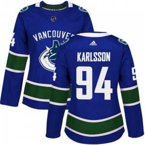 Women's Linus Karlsson Vancouver Canucks Adidas Authentic Blue Home Jersey