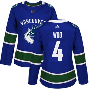 Women's Jett Woo Vancouver Canucks Adidas Authentic Blue Home Jersey