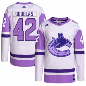 Youth Curtis Douglas Vancouver Canucks Adidas Authentic White/Purple Hockey Fights Cancer Primegreen Jersey