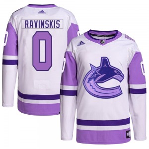 Youth Anri Ravinskis Vancouver Canucks Adidas Authentic White/Purple Hockey Fights Cancer Primegreen Jersey