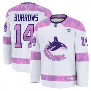 Youth Alex Burrows Vancouver Canucks Fanatics Premium White 2024 Hockey Fights Cancer Practice Jersey