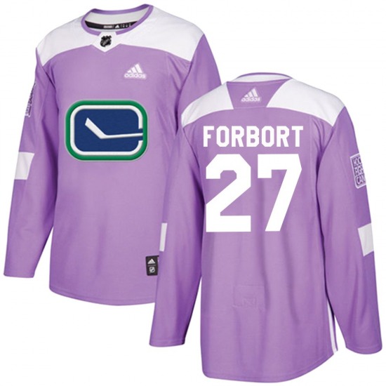 Youth Derek Forbort Vancouver Canucks Adidas Authentic Purple Fights Cancer Practice Jersey