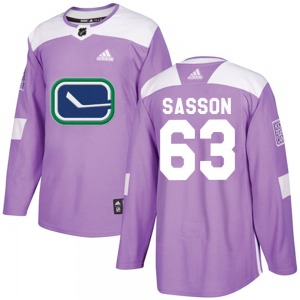 Youth Max Sasson Vancouver Canucks Adidas Authentic Purple Fights Cancer Practice Jersey