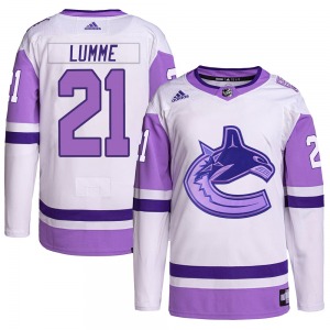 Jyrki Lumme Vancouver Canucks Adidas Authentic White/Purple Hockey Fights Cancer Primegreen Jersey