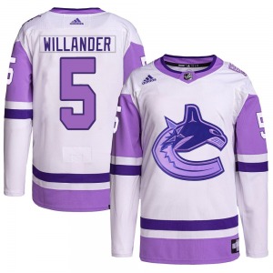 Tom Willander Vancouver Canucks Adidas Authentic White/Purple Hockey Fights Cancer Primegreen Jersey
