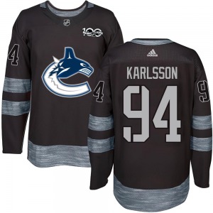 Youth Linus Karlsson Vancouver Canucks Authentic Black 1917-2017 100th Anniversary Jersey