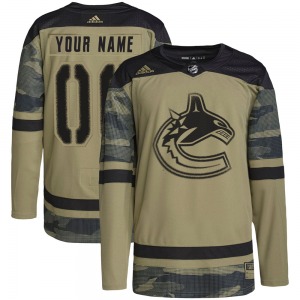 Youth Custom Vancouver Canucks Adidas Authentic Camo Custom Military Appreciation Practice Jersey