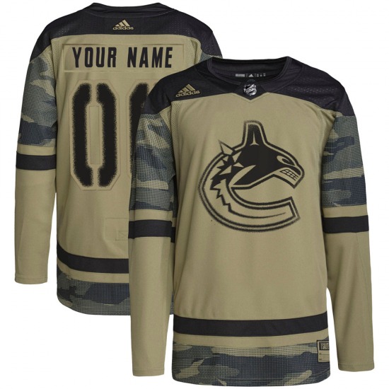 Youth Custom Vancouver Canucks Adidas Authentic Camo Custom Military Appreciation Practice Jersey