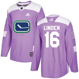 Trevor Linden Vancouver Canucks Adidas Authentic Purple Fights Cancer Practice Jersey