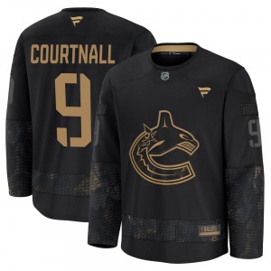 Youth Russ Courtnall Vancouver Canucks Fanatics Premium Black 2024 Military Appreciation Practice Jersey