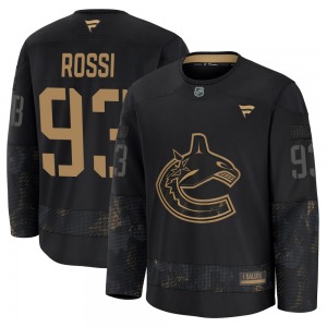 Youth Marco Rossi Vancouver Canucks Fanatics Premium Black 2024 Military Appreciation Practice Jersey