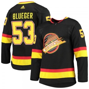 Youth Teddy Blueger Vancouver Canucks Adidas Authentic Blue Black Alternate Primegreen Pro Jersey