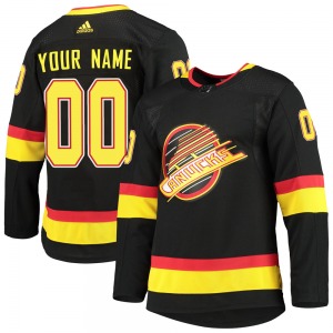 Youth Custom Vancouver Canucks Adidas Authentic Black Custom Alternate Primegreen Pro Jersey