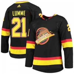 Youth Jyrki Lumme Vancouver Canucks Adidas Authentic Black Alternate Primegreen Pro Jersey