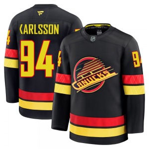 Linus Karlsson Vancouver Canucks Fanatics Premium Black Alternate Jersey