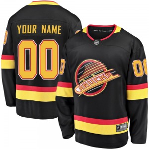 Custom Vancouver Canucks Fanatics Branded Premier Black Custom Breakaway 2019/20 Flying Skate Jersey