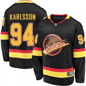 Linus Karlsson Vancouver Canucks Fanatics Branded Premier Black Breakaway 2019/20 Flying Skate Jersey
