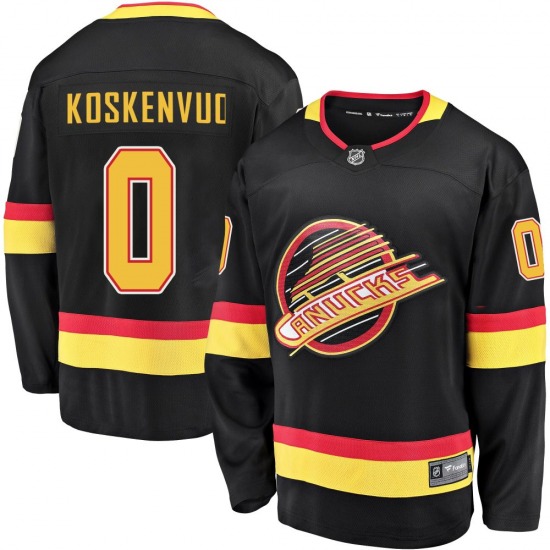 Aku Koskenvuo Vancouver Canucks Fanatics Branded Premier Black Breakaway 2019/20 Flying Skate Jersey