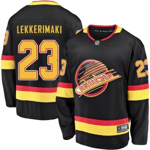Jonathan Lekkerimaki Vancouver Canucks Fanatics Branded Premier Black Breakaway 2019/20 Flying Skate Jersey