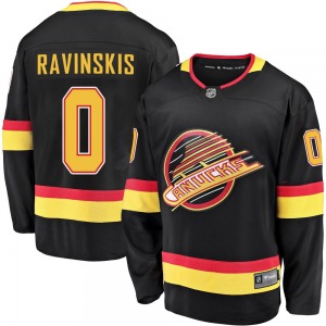 Anri Ravinskis Vancouver Canucks Fanatics Branded Premier Black Breakaway 2019/20 Flying Skate Jersey