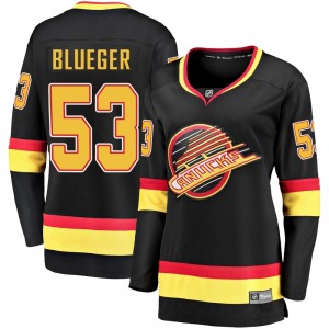 Women's Teddy Blueger Vancouver Canucks Fanatics Branded Premier Blue Breakaway Black 2019/20 Flying Skate Jersey