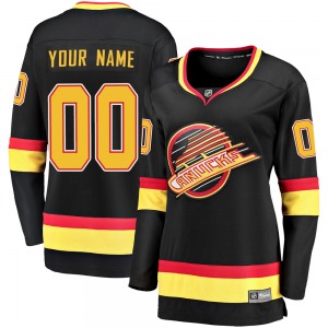 Women's Custom Vancouver Canucks Fanatics Branded Premier Black Custom Breakaway 2019/20 Flying Skate Jersey