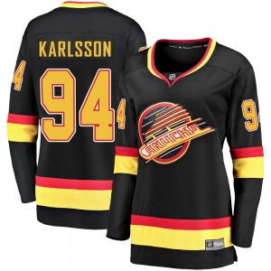 Women's Linus Karlsson Vancouver Canucks Fanatics Branded Premier Black Breakaway 2019/20 Flying Skate Jersey