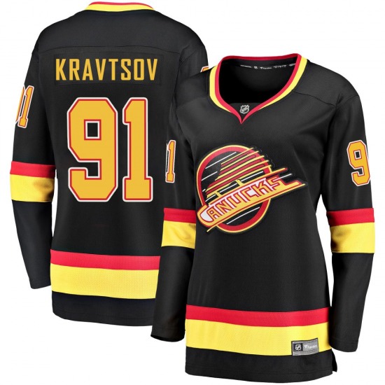 Women's Vitali Kravtsov Vancouver Canucks Fanatics Branded Premier Black Breakaway 2019/20 Flying Skate Jersey