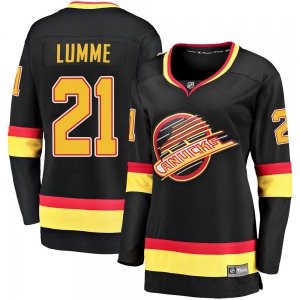 Women's Jyrki Lumme Vancouver Canucks Fanatics Branded Premier Black Breakaway 2019/20 Flying Skate Jersey