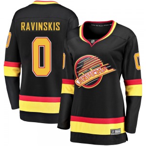 Women's Anri Ravinskis Vancouver Canucks Fanatics Branded Premier Black Breakaway 2019/20 Flying Skate Jersey