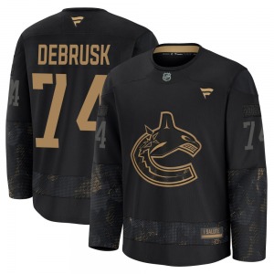 Jake DeBrusk Vancouver Canucks Fanatics Premium Black 2024 Military Appreciation Practice Jersey