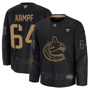 David Kampf Vancouver Canucks Fanatics Premium Black 2024 Military Appreciation Practice Jersey