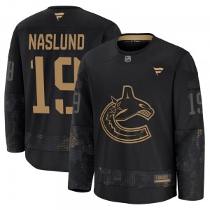 Markus Naslund Vancouver Canucks Fanatics Premium Black 2024 Military Appreciation Practice Jersey