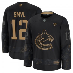 Stan Smyl Vancouver Canucks Fanatics Premium Black 2024 Military Appreciation Practice Jersey