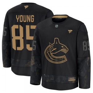 Ty Young Vancouver Canucks Fanatics Premium Black 2024 Military Appreciation Practice Jersey