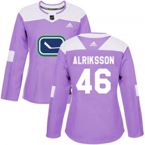 Women's Vilmer Alriksson Vancouver Canucks Adidas Authentic Purple Fights Cancer Practice Jersey