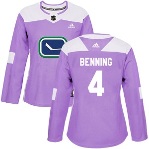 Women's Jim Benning Vancouver Canucks Adidas Authentic Purple Fights Cancer Practice Jersey