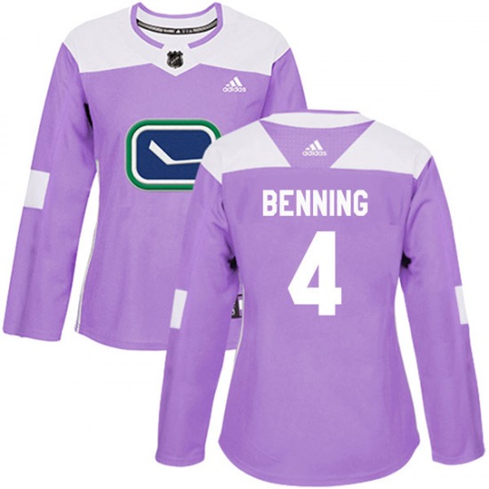 Women's Jim Benning Vancouver Canucks Adidas Authentic Purple Fights Cancer Practice Jersey