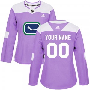 Women's Custom Vancouver Canucks Adidas Authentic Purple Custom Fights Cancer Practice Jersey