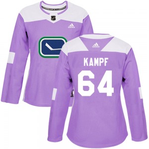 Women's David Kampf Vancouver Canucks Adidas Authentic Purple Fights Cancer Practice Jersey