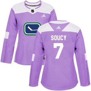 Women's Carson Soucy Vancouver Canucks Adidas Authentic Purple Fights Cancer Practice Jersey
