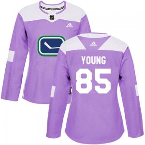 Women's Ty Young Vancouver Canucks Adidas Authentic Purple Fights Cancer Practice Jersey